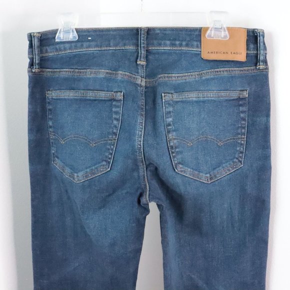 New American Eagle 32x34 Airflex 360 Skinny Leg Stretch Blue Jeans - Picture 5 of 8